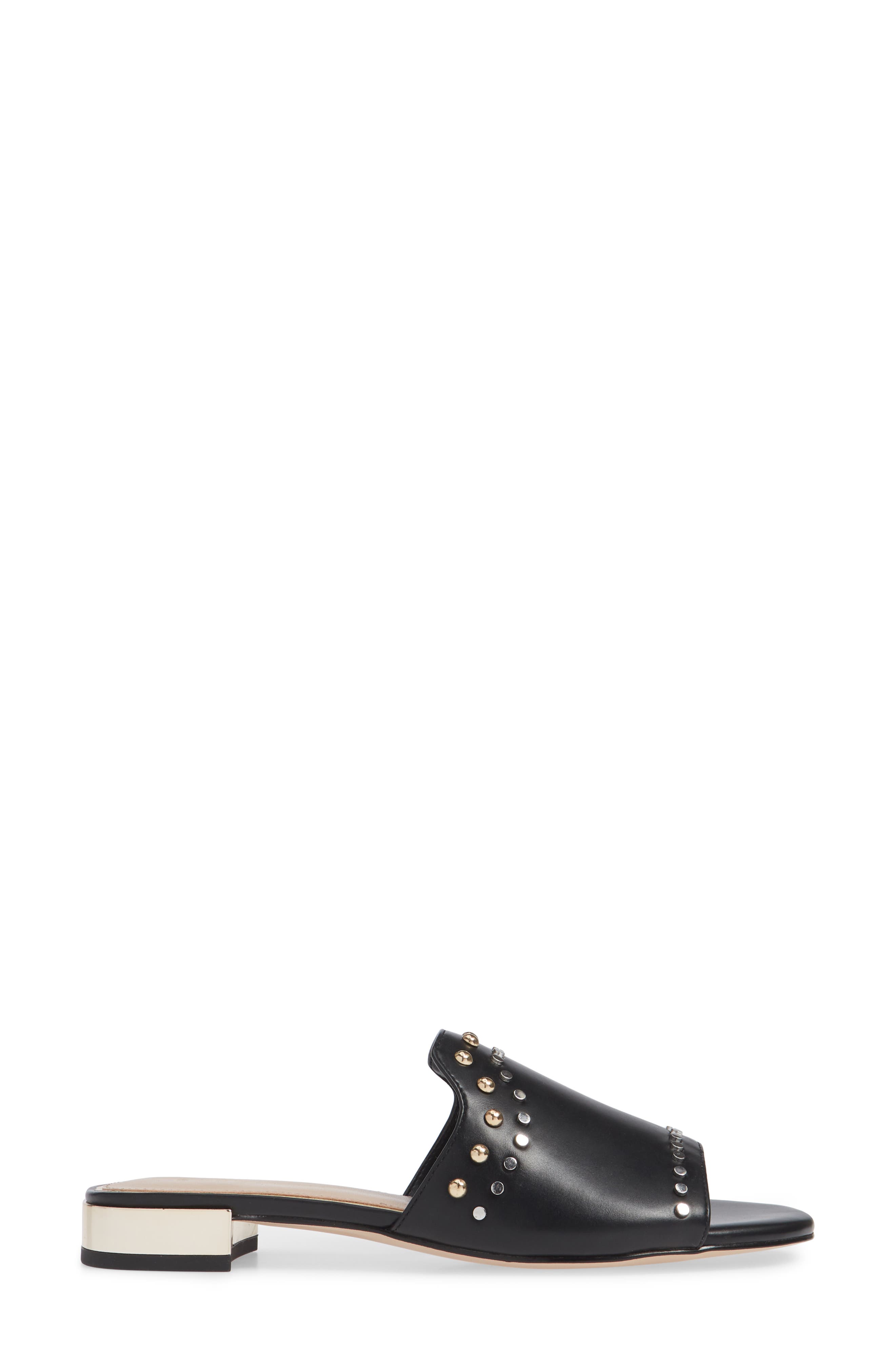 Devin Studded Slide Sandal, Alternate, color, BLACK FABRIC