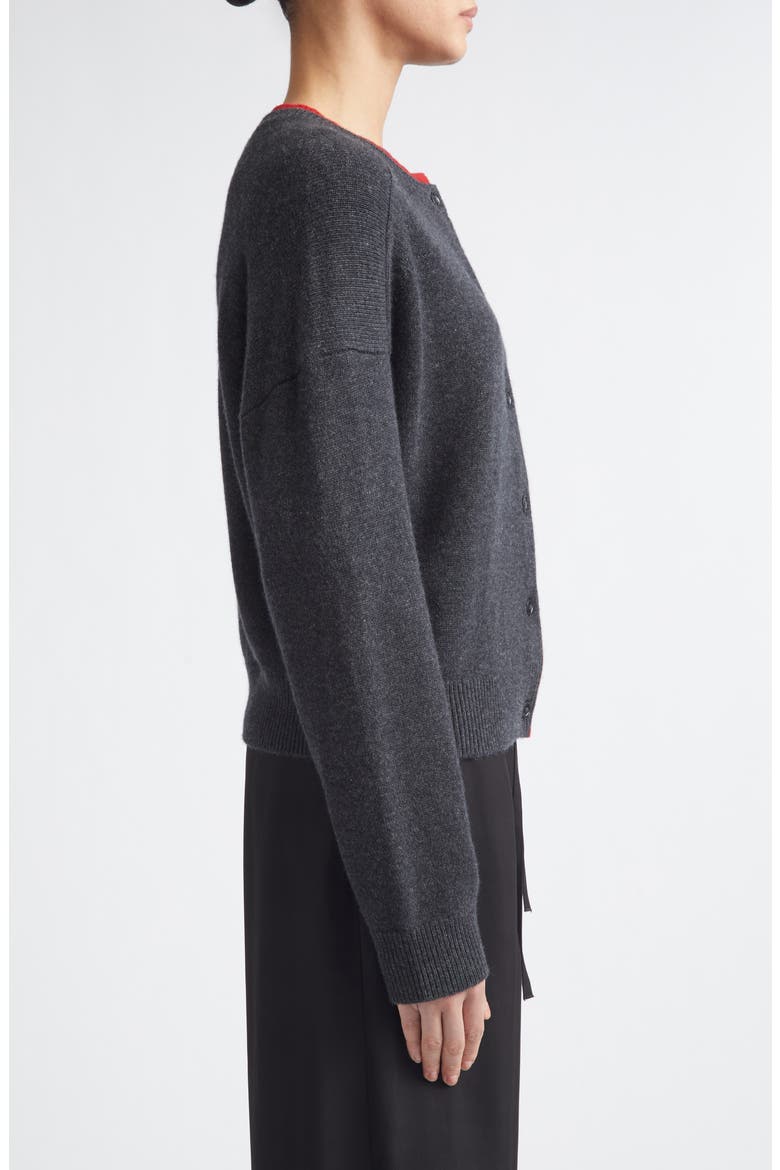 Nicola Contrast Cardigan, Alternate, color, CHARCOAL/ RED
