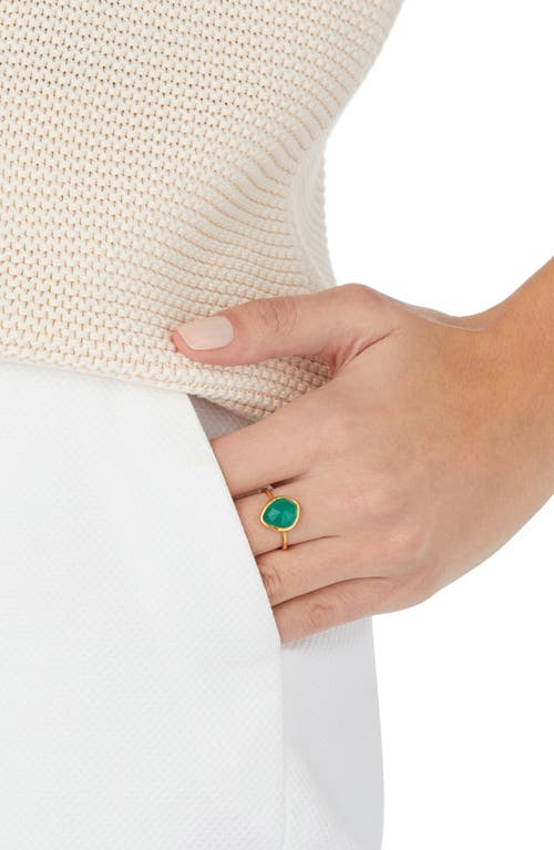 Monica Vinader Siren Small Nugget Stacking Ring In Gold/green Onyx