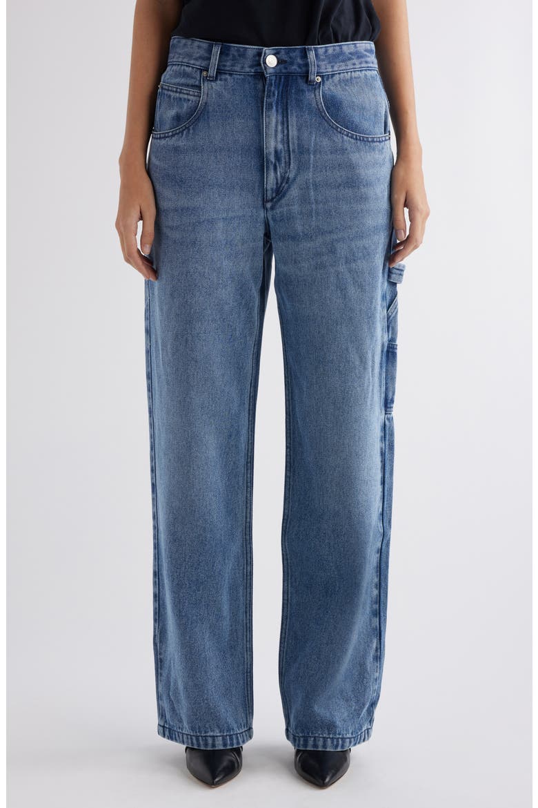 Bymara High Waist Straight Leg Carpenter Jeans, Main, color, LIGHT BLUE