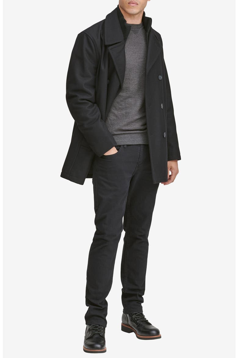 Burnett Wool Blend Peacoat, Alternate, color, BLACK