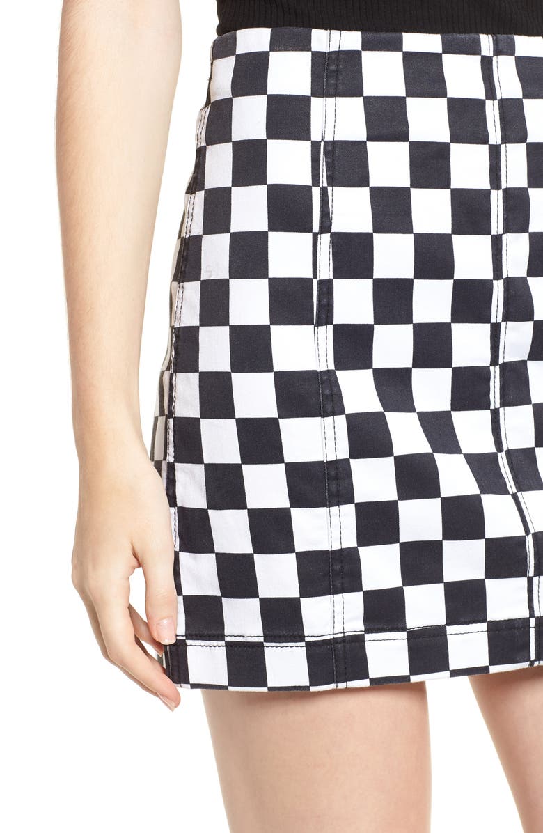 Tinsel Checkered Denim Miniskirt, Alternate, color, 