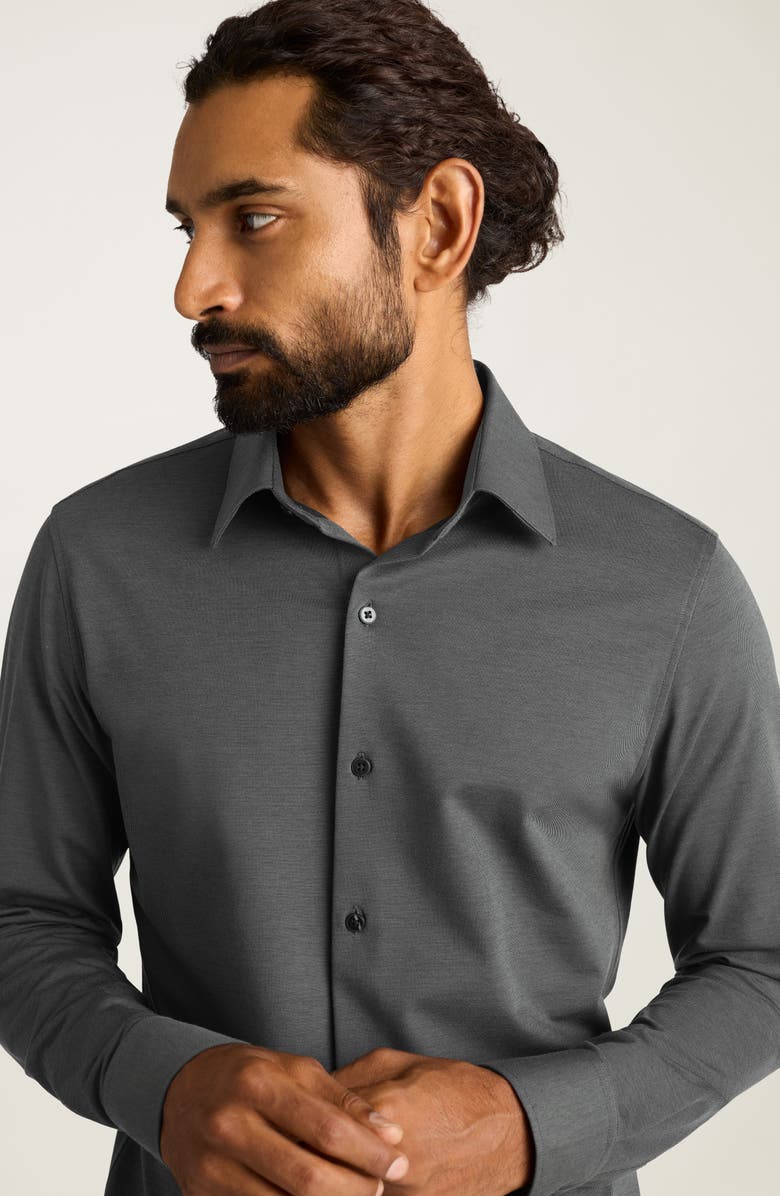 Bonobos Wear to Work Slim Fit Cotton Blend Piqué Performance Button-Up Shirt, Alternate, color, Charcoal