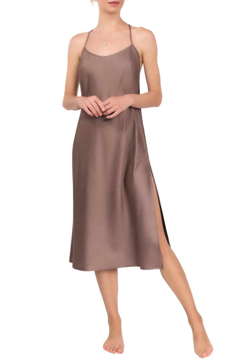 Sloan T-Back Midi Nightgown, Main, color, CHOCOLATE