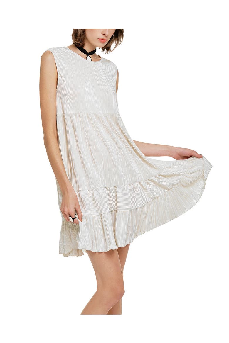 Plisse Babydoll  Dress, Alternate, color, Cream