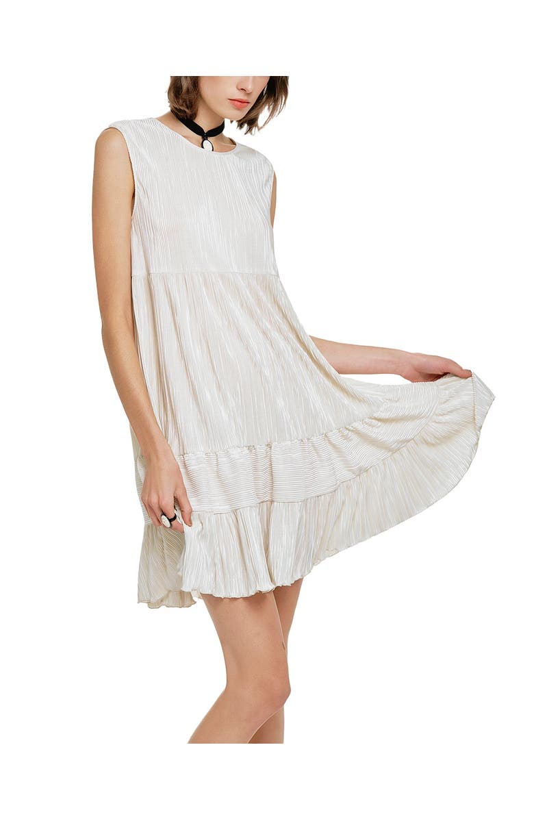 Anna Sui Plisse Babydoll Dress, Alternate, color, Cream