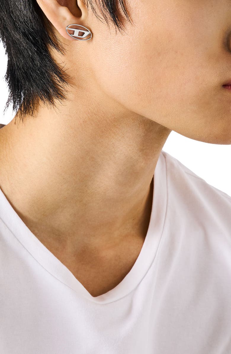 DIESEL<sup>®</sup> Oval D Stud Earring, Alternate, color, Silver