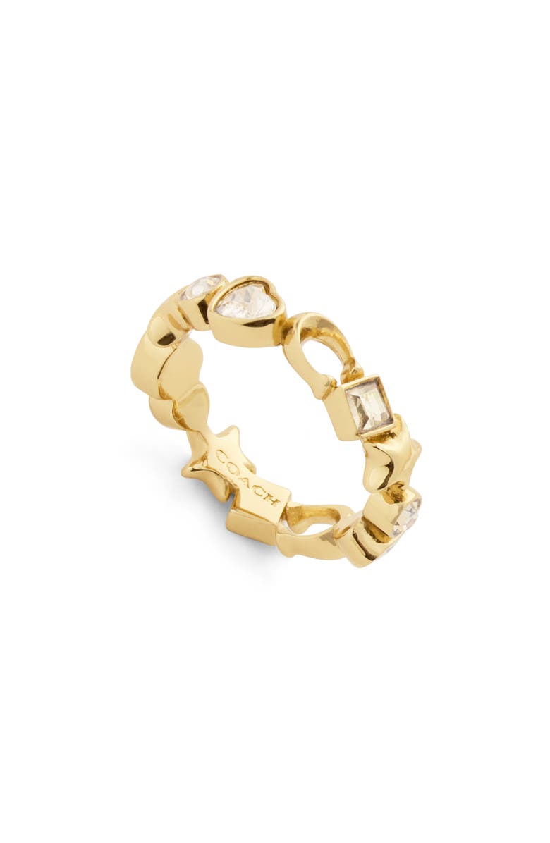 COACH Star, Heart & Mixed Crystal Ring Band, Main, color, 