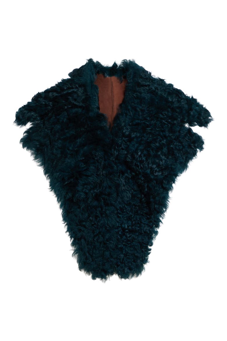 Genuine Shearling Neck Scarf, Alternate, color, VERDE PETROLIO