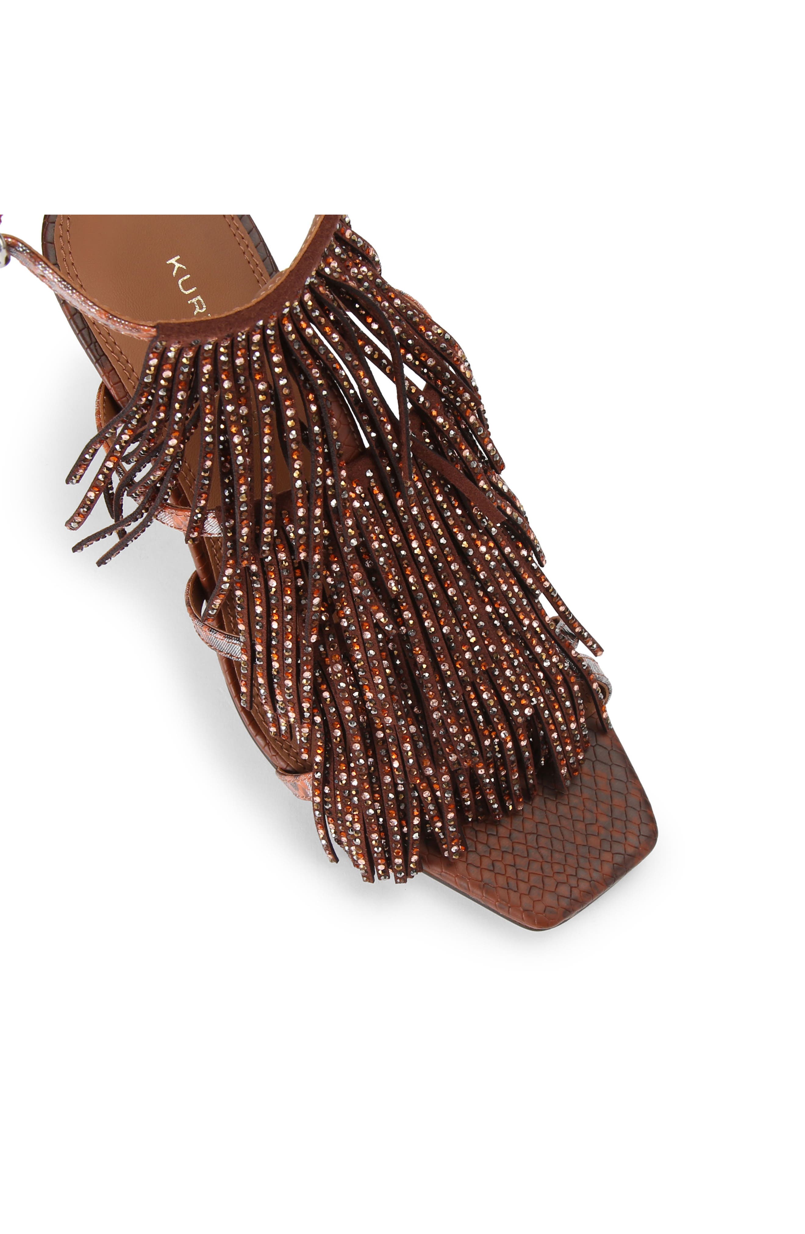 Kurt Geiger London Fringe Sandal, Alternate, color, Open Brown