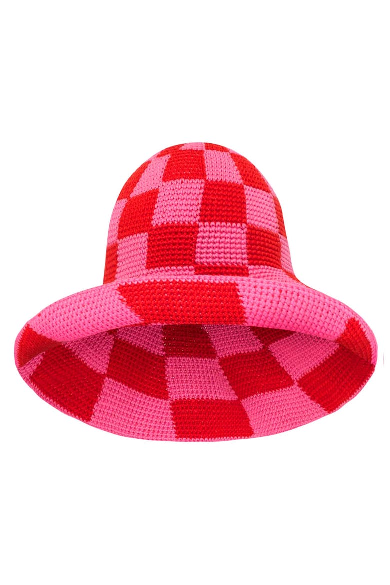 The Shilo Checkered Crochet Hat, Main, color, Red