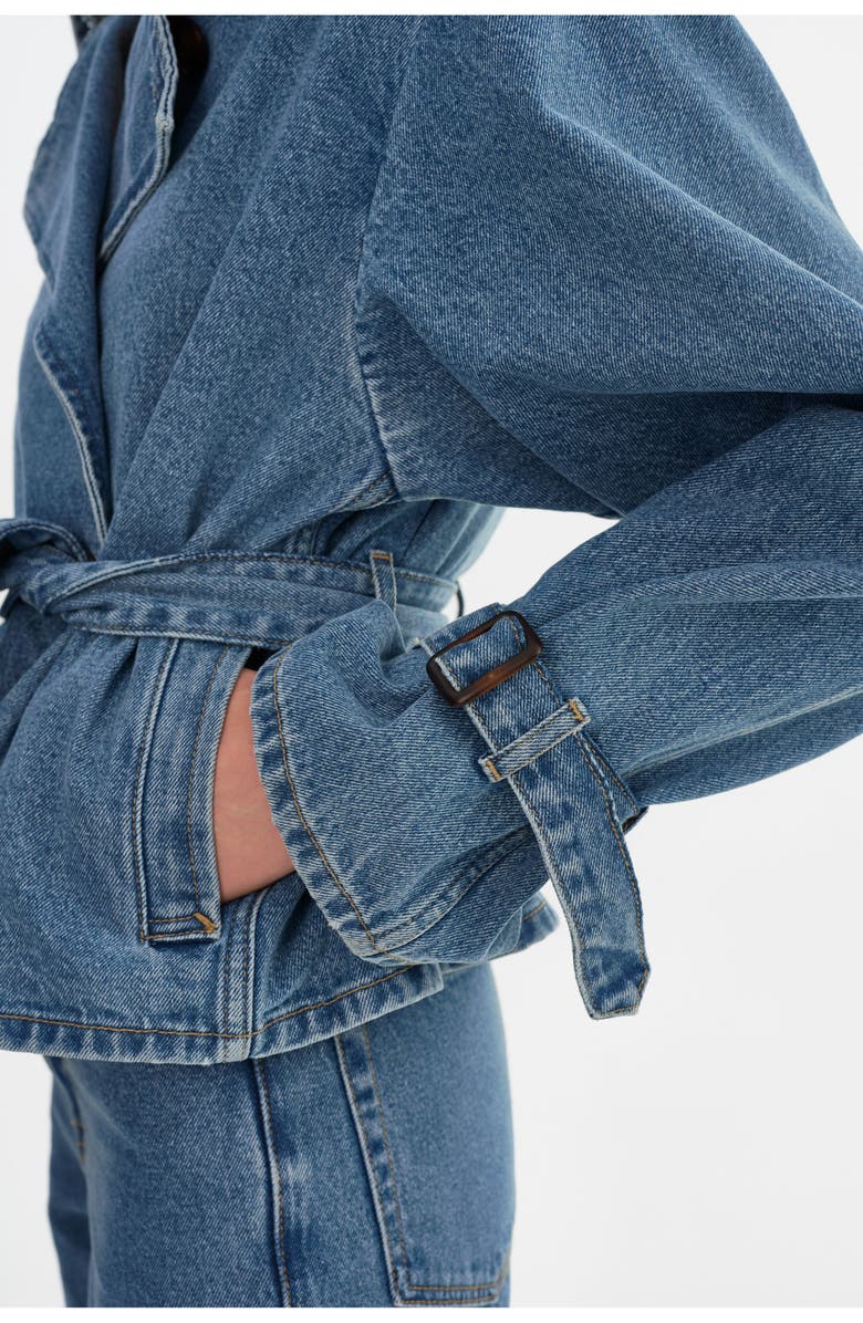 LAMARQUE Dhana | Denim Trench Jacket, Alternate, color, Mid Blue Wash