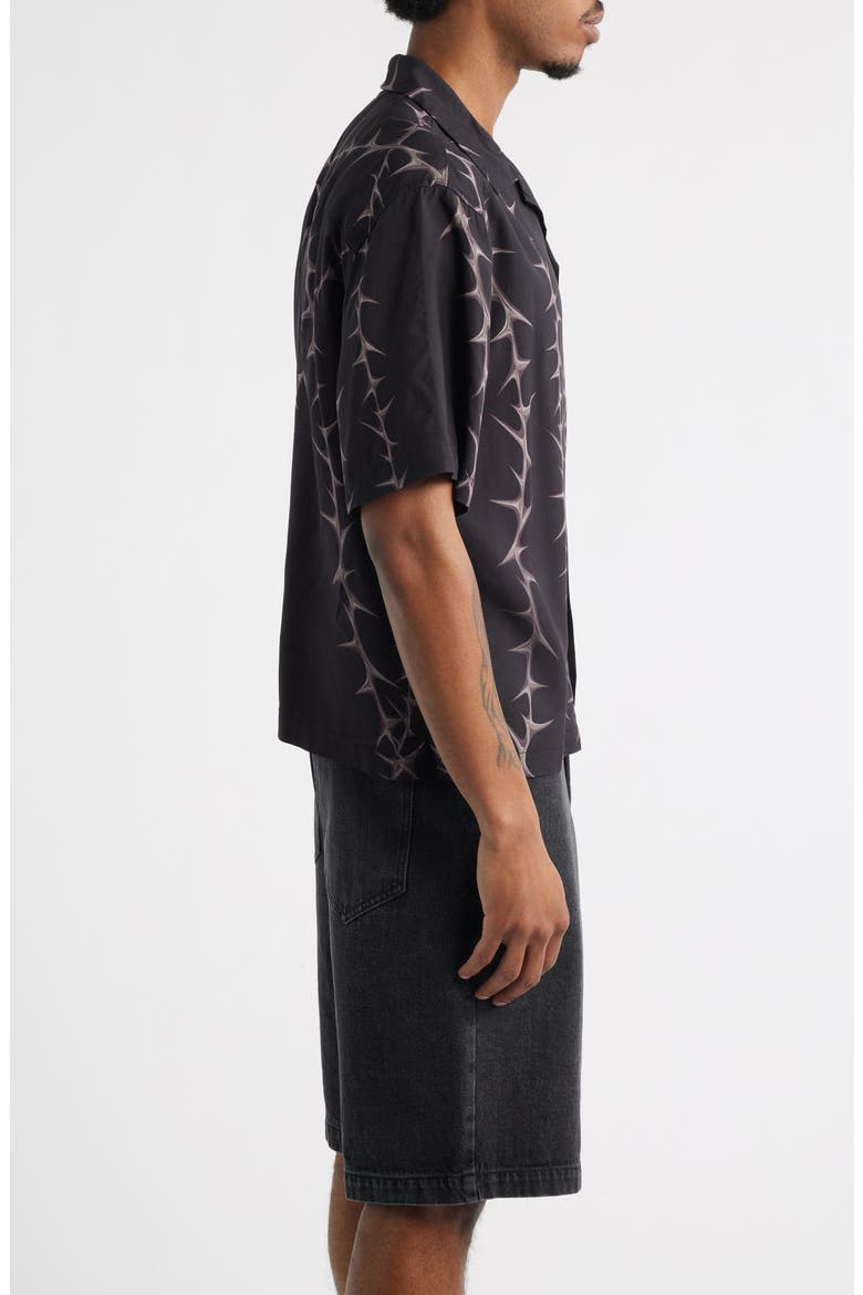 Van Doren Print Camp Shirt, Alternate, color, BLACK