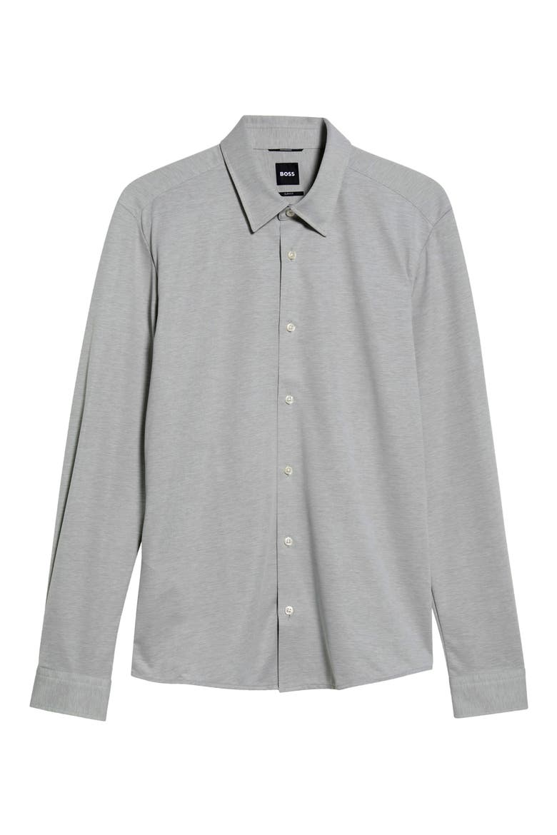 Roan Slim Fit Performance Button-Up Shirt, Main, color, DARK BEIGE