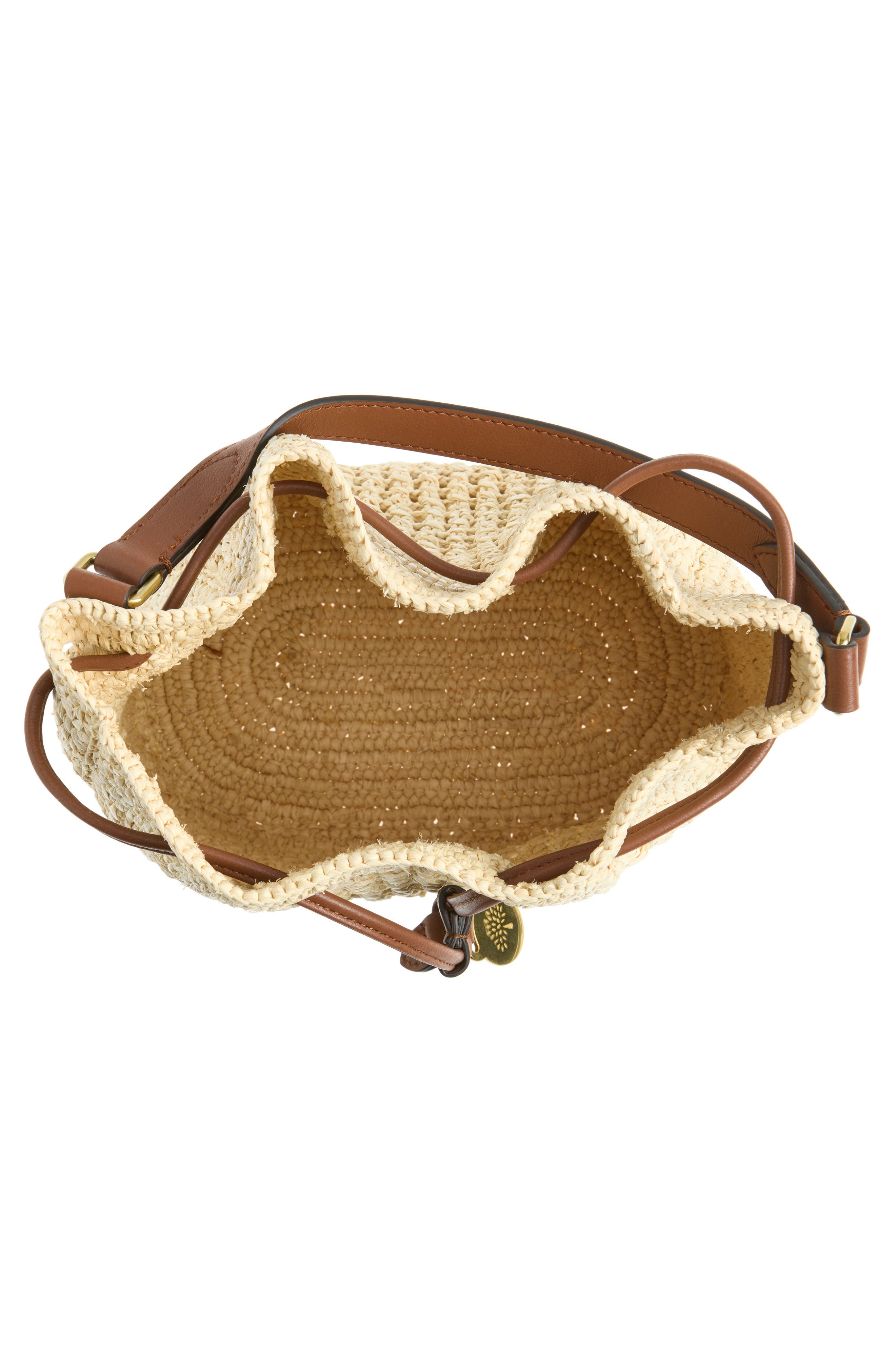 Mulberry Small Crochet Raffia Bucket Bag, Alternate, color, Natural