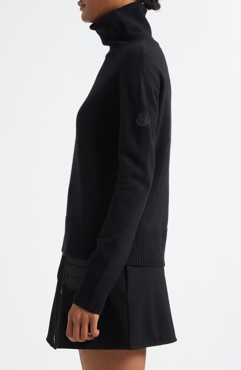 Moncler Metallic Wool Blend Turtleneck Sweater, Alternate, color, 