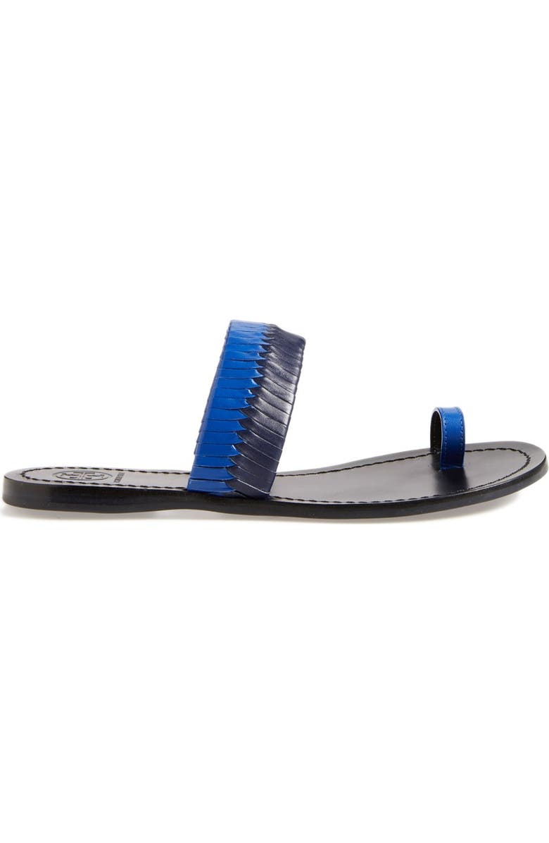 Tory Burch Two-Tone Woven Leather Sandal, Alternate, color,