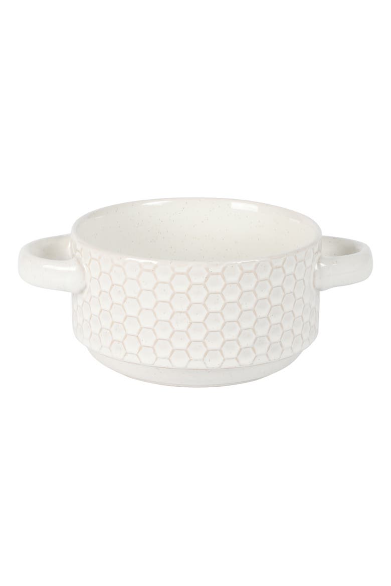 Oyster Tide 4-Piece Embossed Reactive Glaze Stoneware Soup Bowl Set, Alternate, color, White