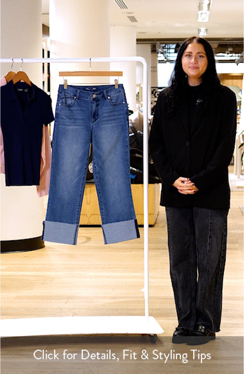 High Waist Cuff Straight Leg Jeans, sales video thumbnail