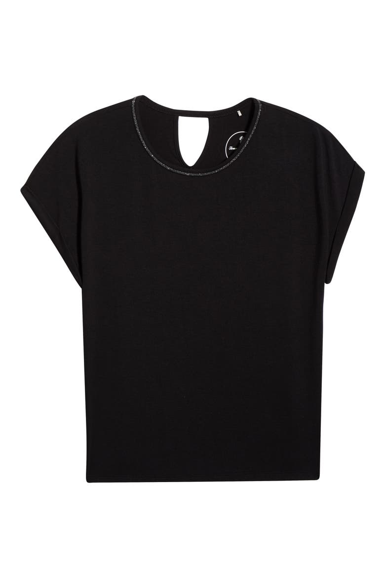 Kauai Caviar Beaded Collar T-Shirt, Alternate, color, BLACK