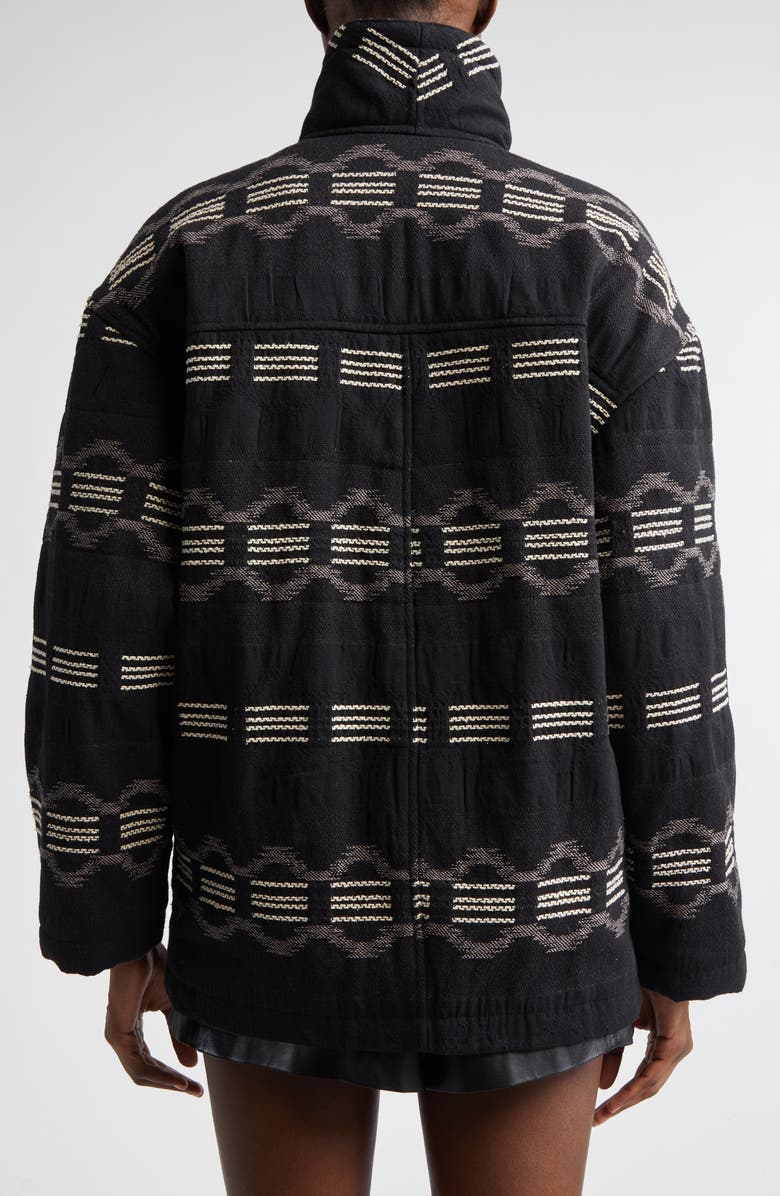 Isabel Marant Étoile Qaya Stripe Coat with Faux Fur Trim, Alternate, color, Faded Black