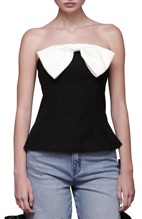 Contrast Bow Strapless Top