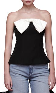 Avec Les Filles Contrast Bow Strapless Top
