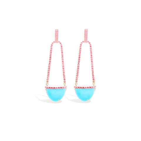 Found Cap Chandelier Earring with Stone