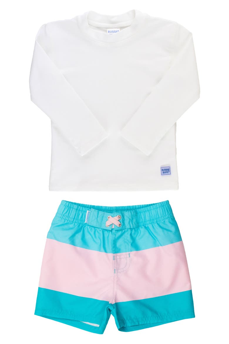 Long Sleeve Two-Piece Rashguard Swimsuit, Main, color, WHITE