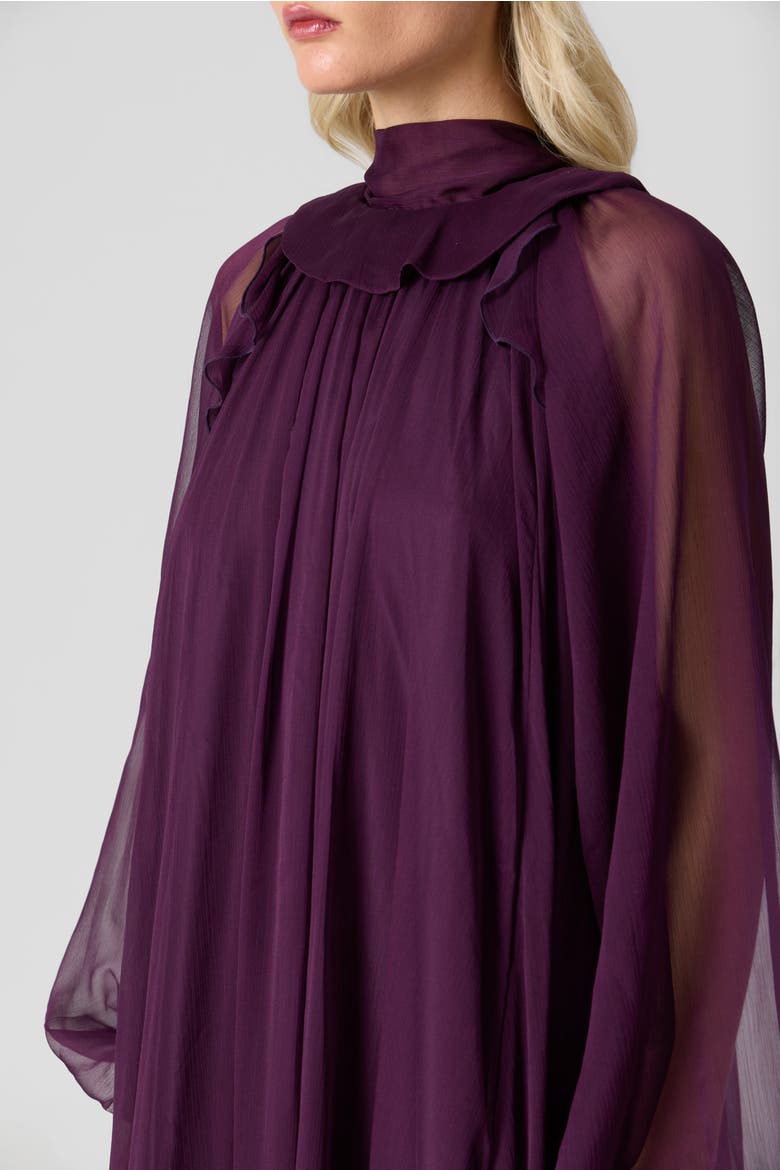 Silk Chiffon Maxi Dress, Alternate, color, Plum Noir