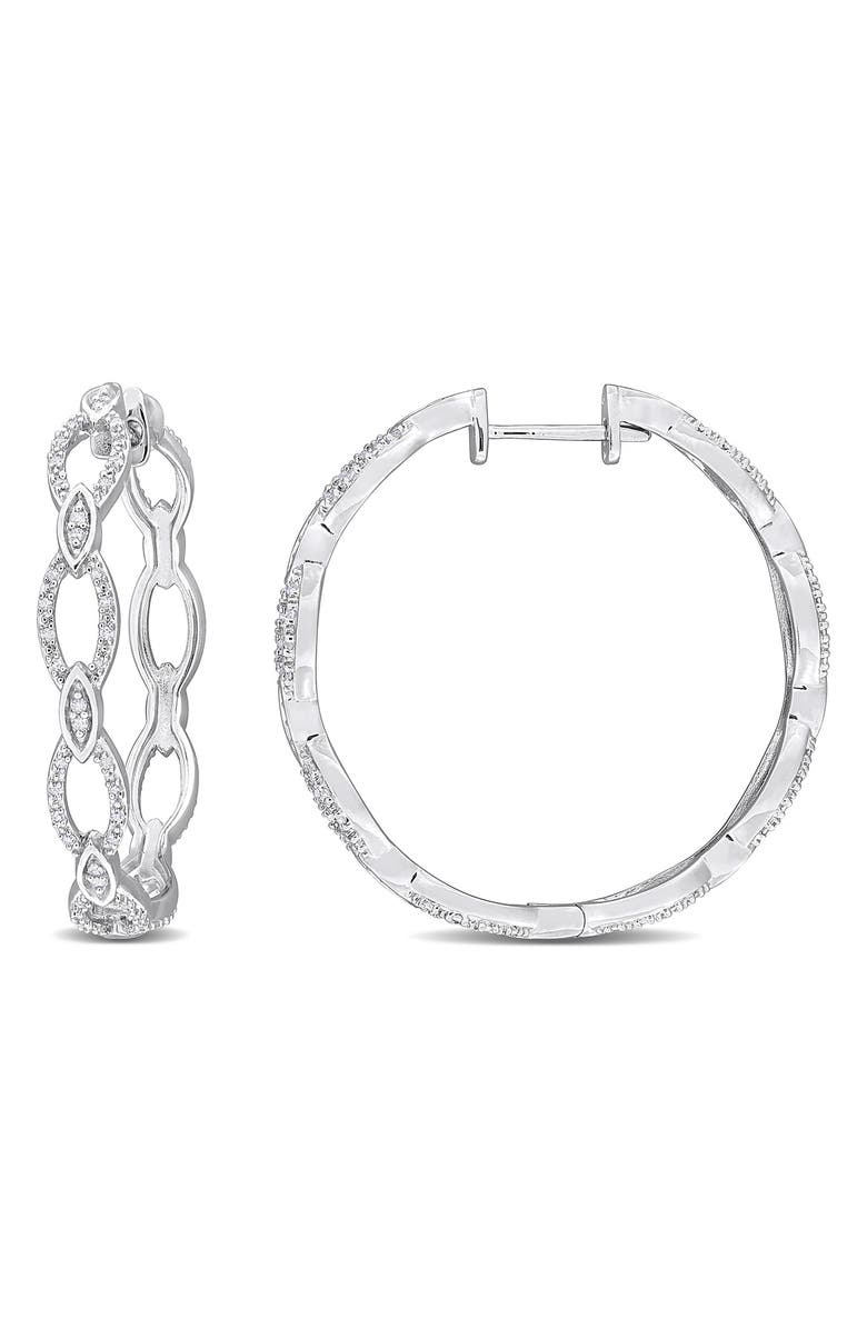 DELMAR Diamond Oval Link Hoop Earrings - 0.26ct., Main, color, 