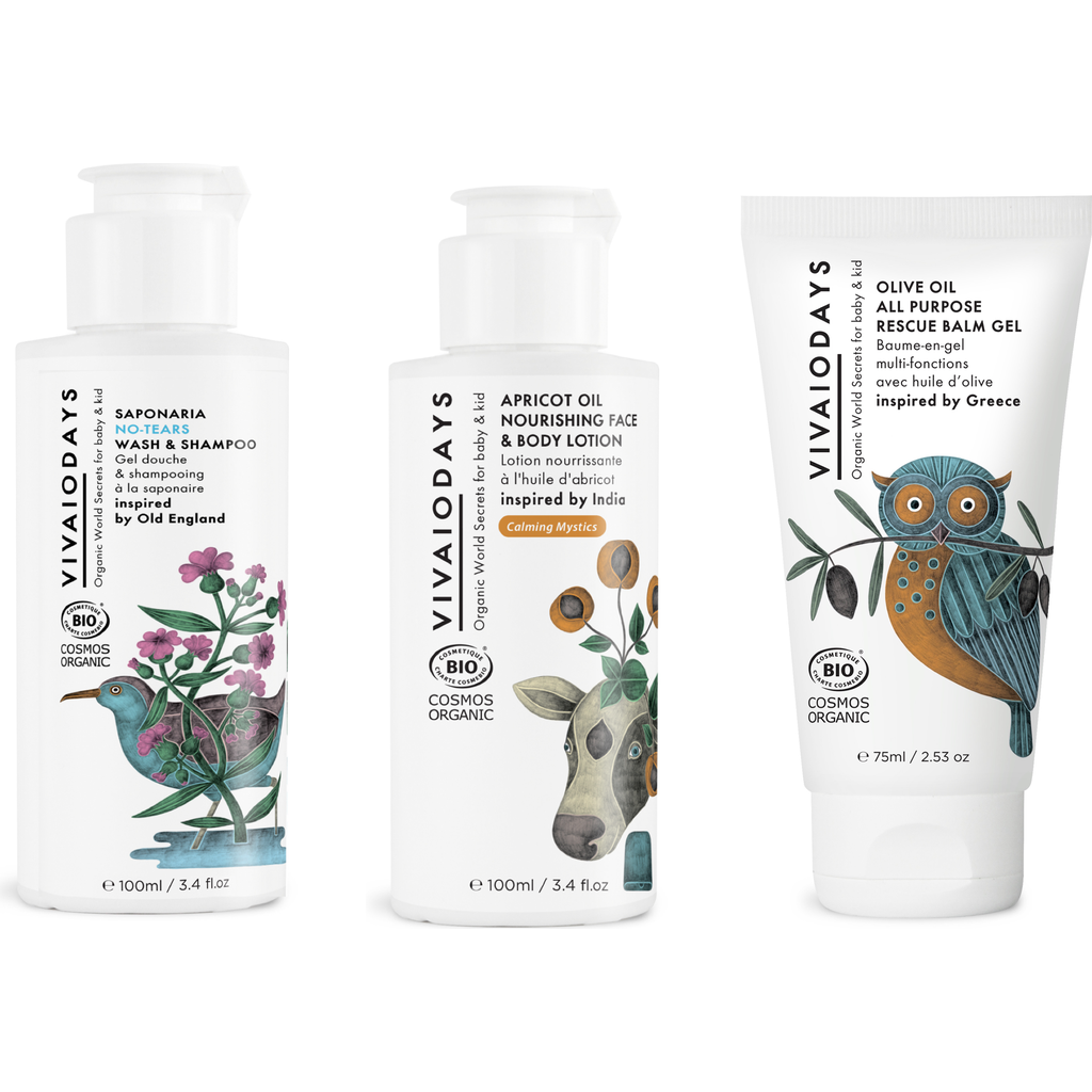 Vivaiodays Travel Set 3-step Ritual Bundle Cleanse, Hydrate, Soothe In White