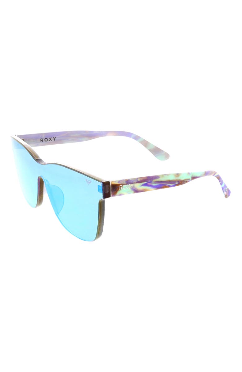 Roxy 146mm Rimless Shield Sunglasses, Alternate, color, Ice Blue Mirror