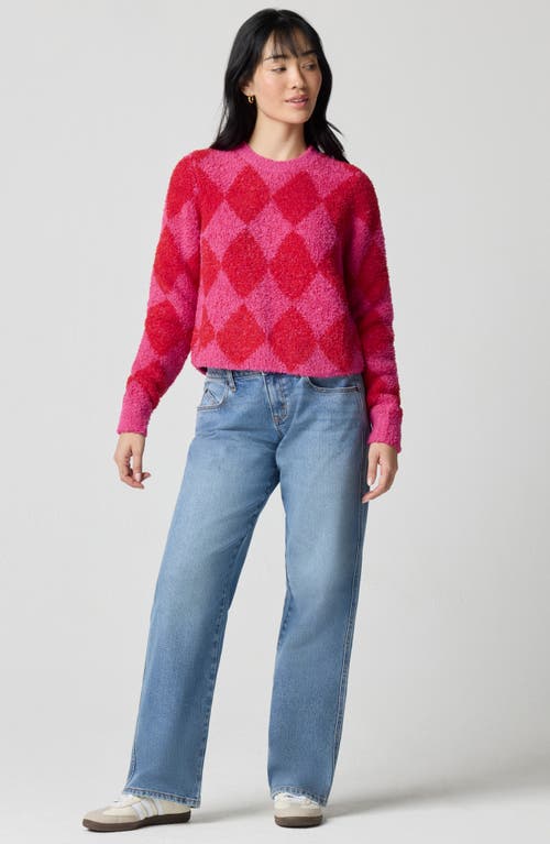 Florence By Mills Crop Argyle Chenille Sweater In Animal Print