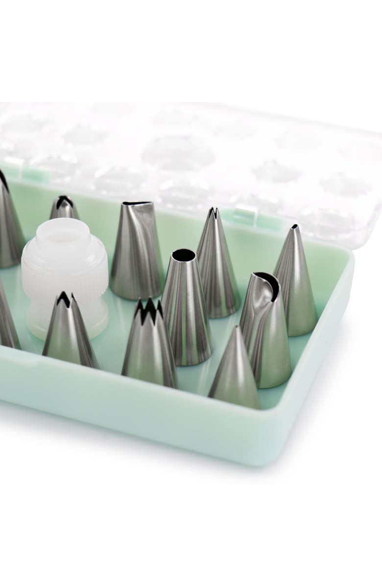 MARTHA STEWART 16 Piece Stainless Steel Assorted Cake Decorating Nozzles, Alternate, color, Turquoise