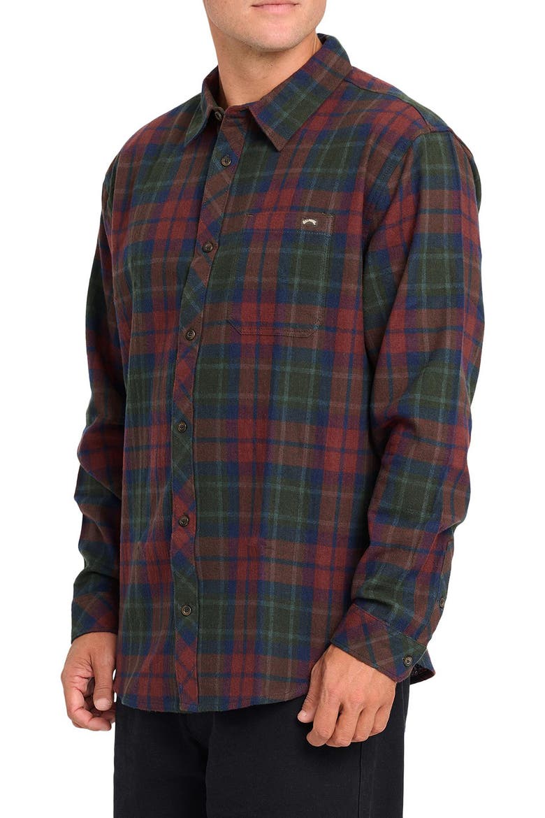 Coastline Plaid Cotton Flannel Button-Up Shirt, Alternate, color, TORTOISE SHELL