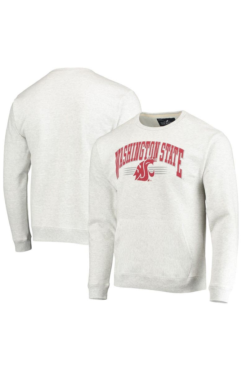 LEAGUE COLLEGIATE WEAR Men's League Collegiate Wear Heathered Gray Washington State Cougars Upperclassman Pocket Pullover Sweatshirt, Main, color, 