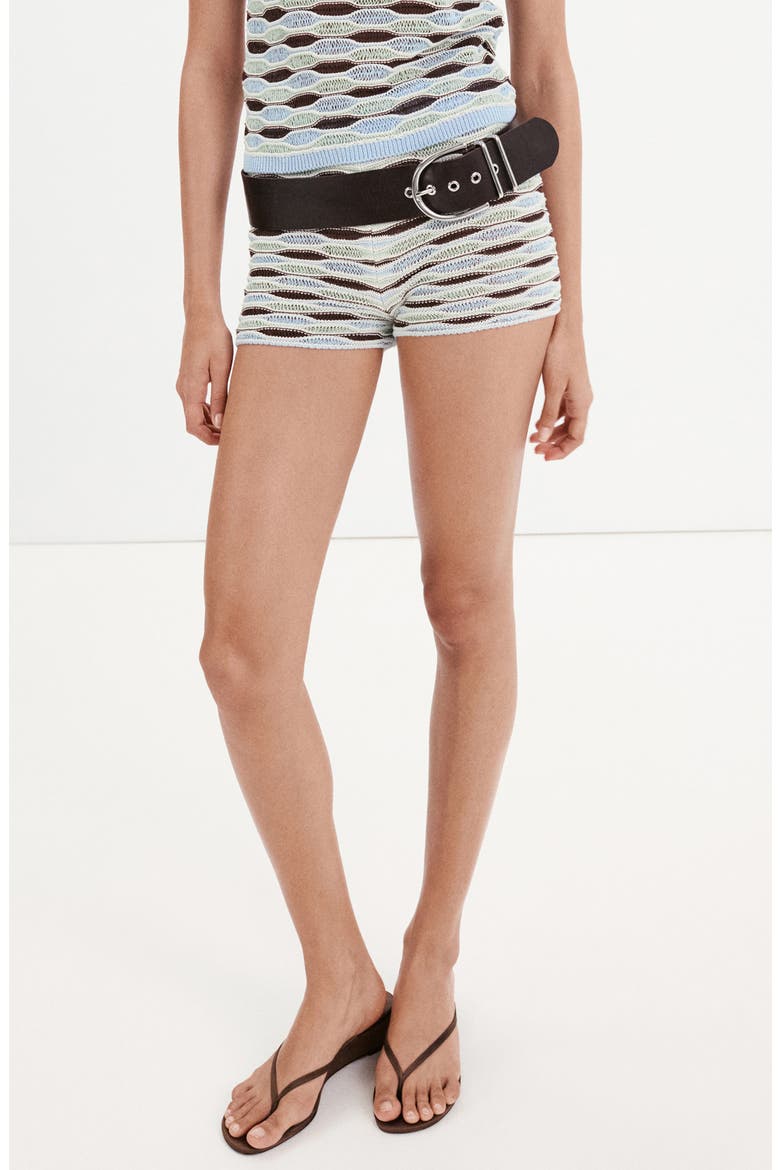 Wavy Stripe Knit Shorts, Main, color, SKY BLUE
