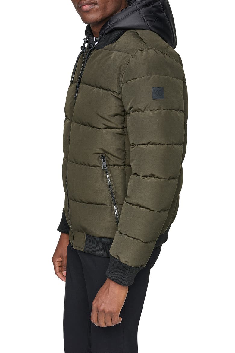 Oxford Hooded Quilted Bomber Jacket, Alternate, color, OLIVE