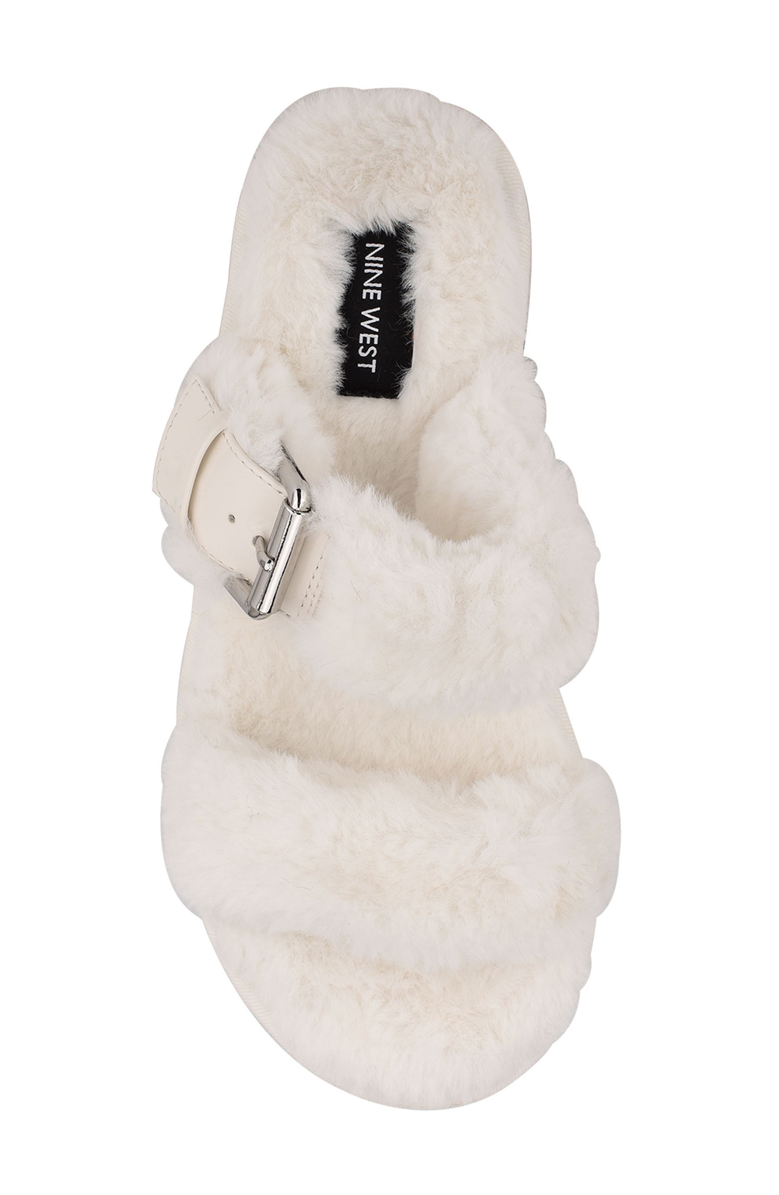Funkie Faux Fur Platform Slipper, Alternate, color, CREAM