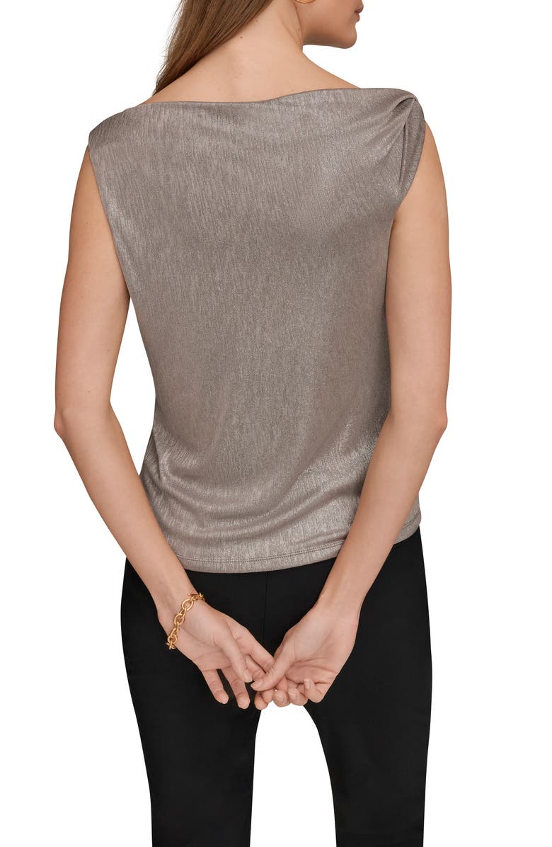 Donna Karan New York Metallic Twist One-Shoulder Top, Alternate, color, Tuscan Grey/ Silver Foil