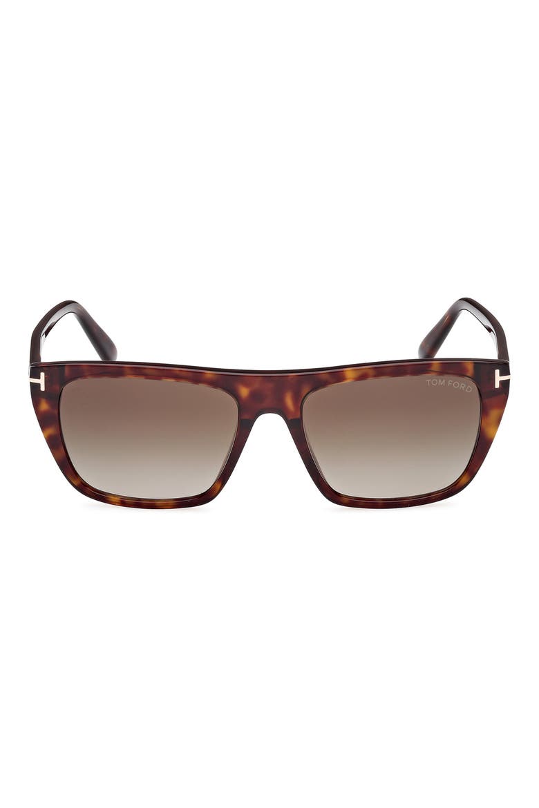 56mm Rectangular Sunglasses, Main, color, DARK HAVANA / GRADIENT SMOKE