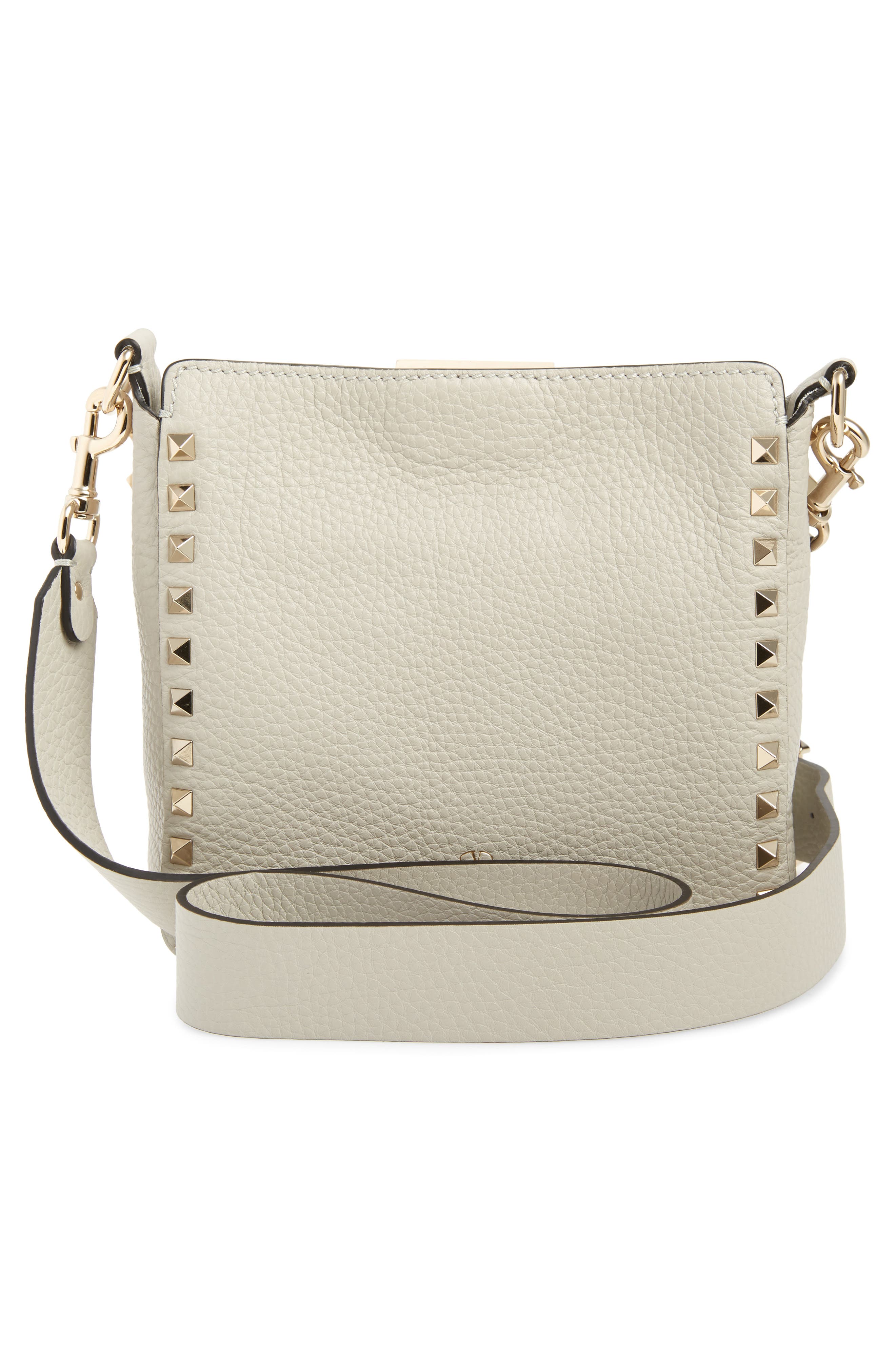 Mini Rockstud Leather Hobo Bag, Alternate, color, OPAL GREY