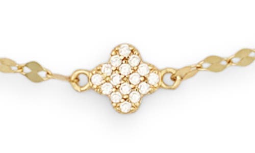 Argento Vivo Sterling Silver Set Of 2 Clover Kiss Cubic Zirconia Anklets In Gold