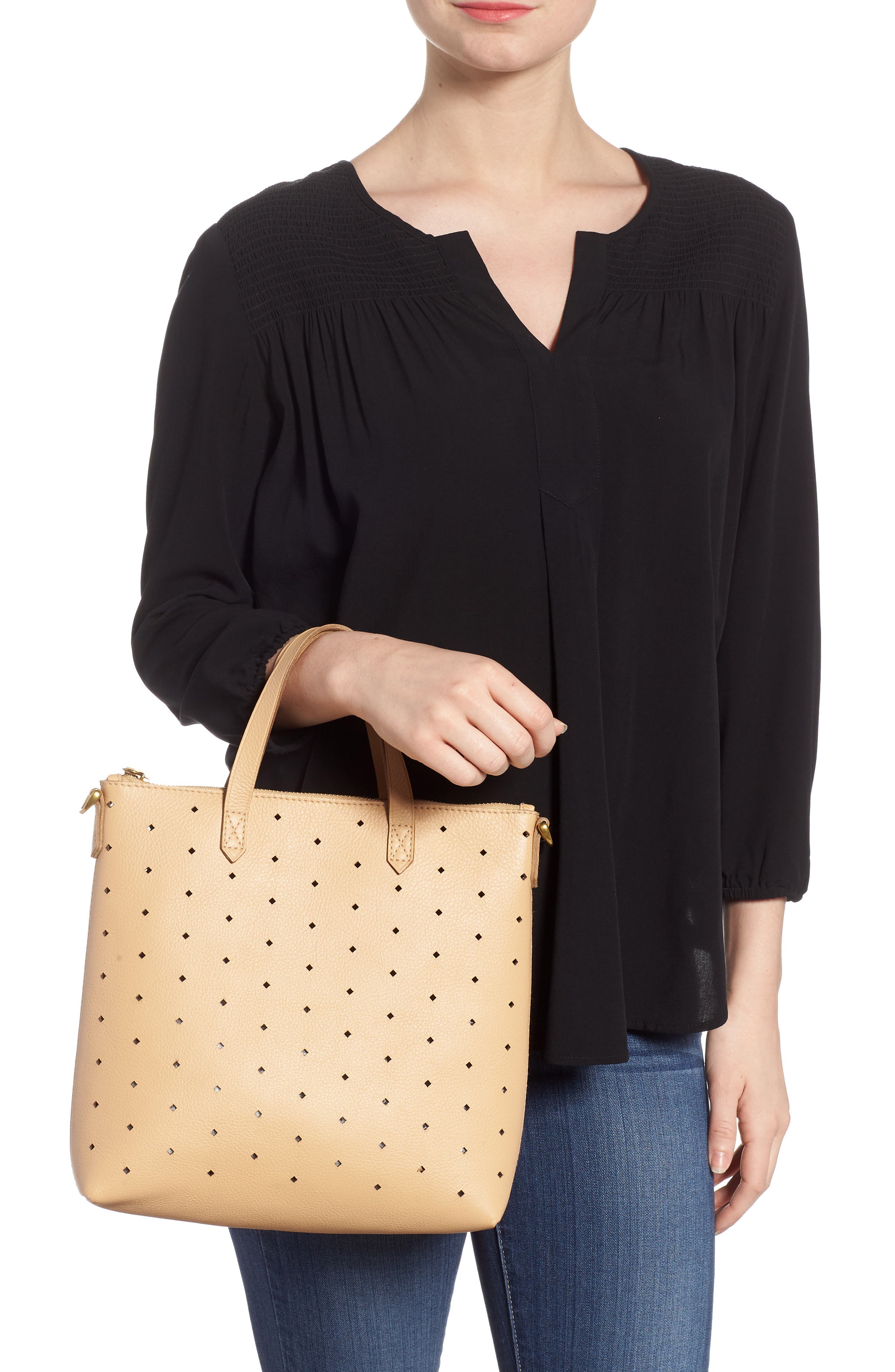 Madewell Mini Transport Perforated Leather Crossbody Bag, Alternate, color, 