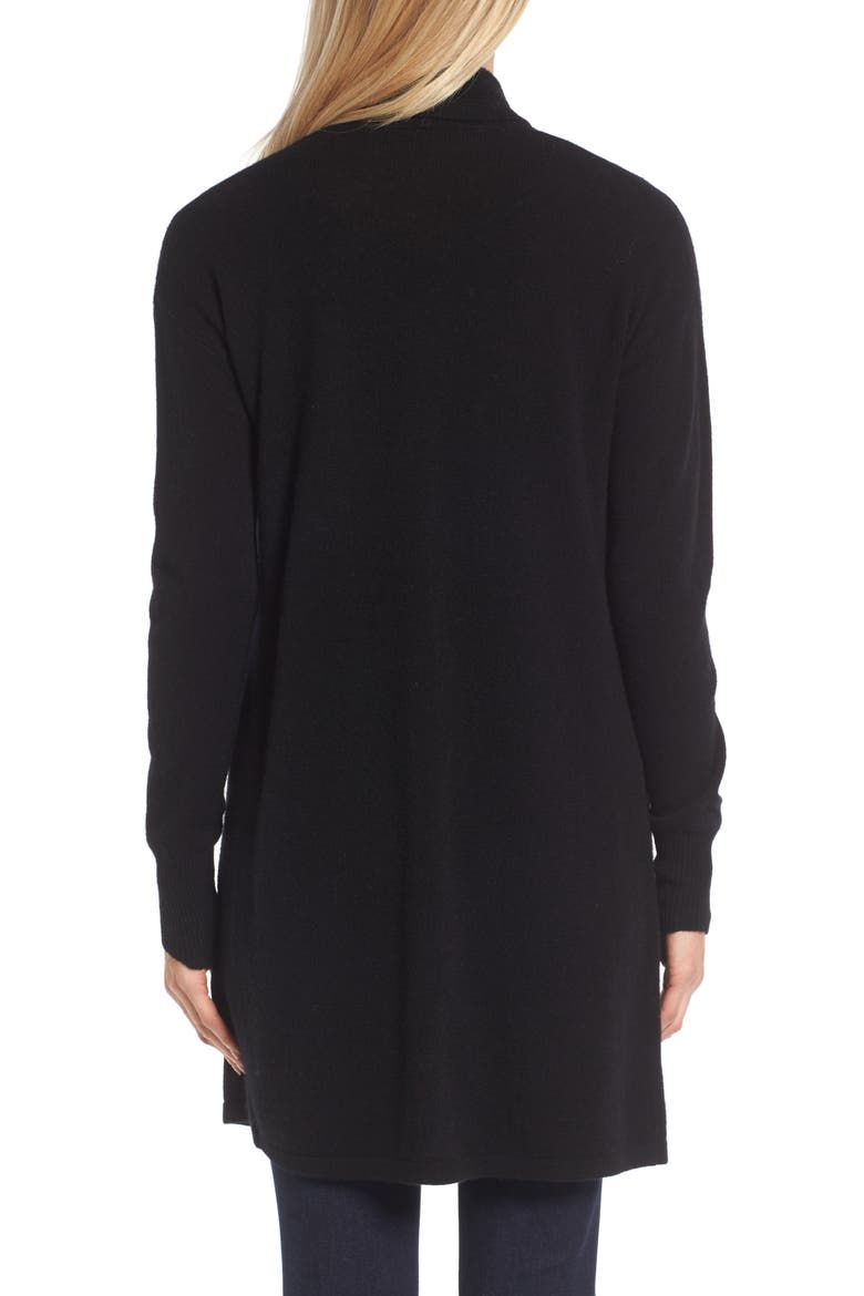Cashmere Long Drape Front Cardigan, Alternate, color, BLACK