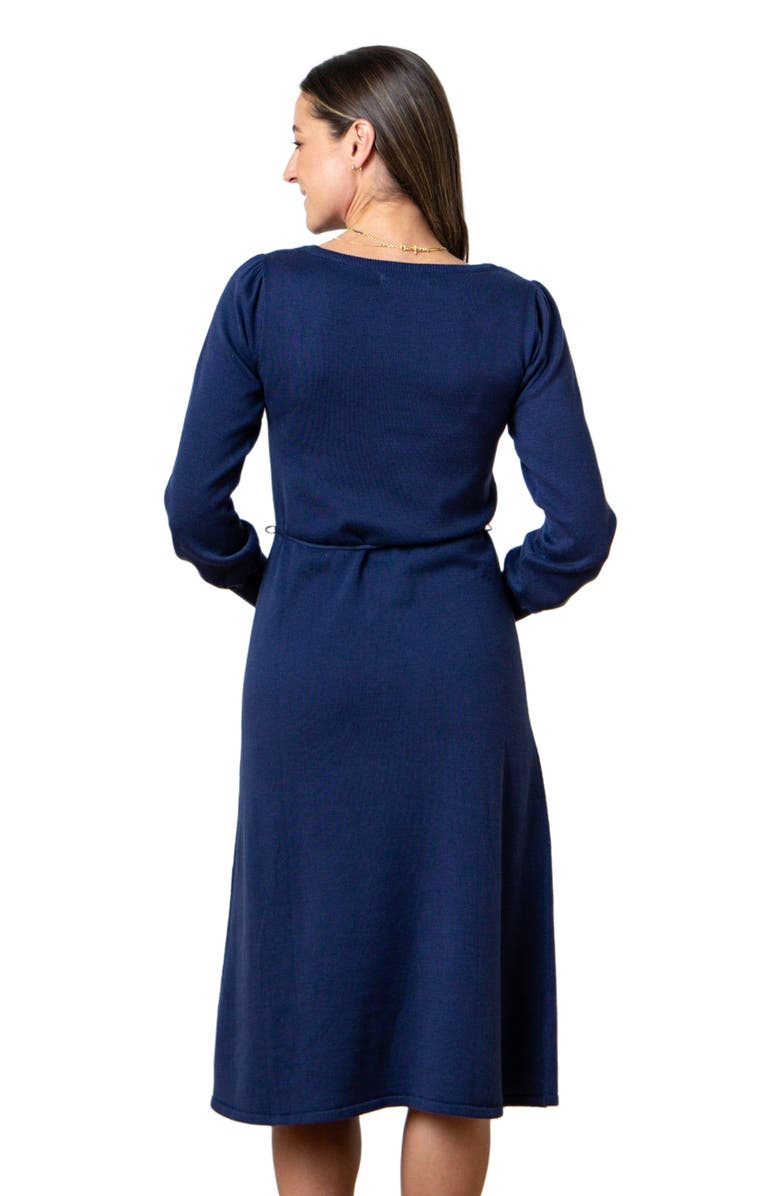 Hope & Henry Women's Organic Pointelle Sweater Dress, Alternate, color, Navy Pointelle