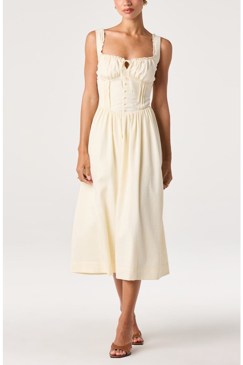 Sahana Corset Midi Dress, Alternate, color, BUTTERCREAM