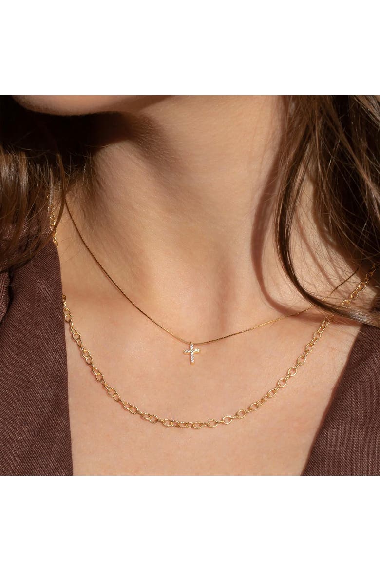 18k Gold Plated Sterling Silver Lizzy Small Chain Necklace Gift Idea, Alternate, color, Gold