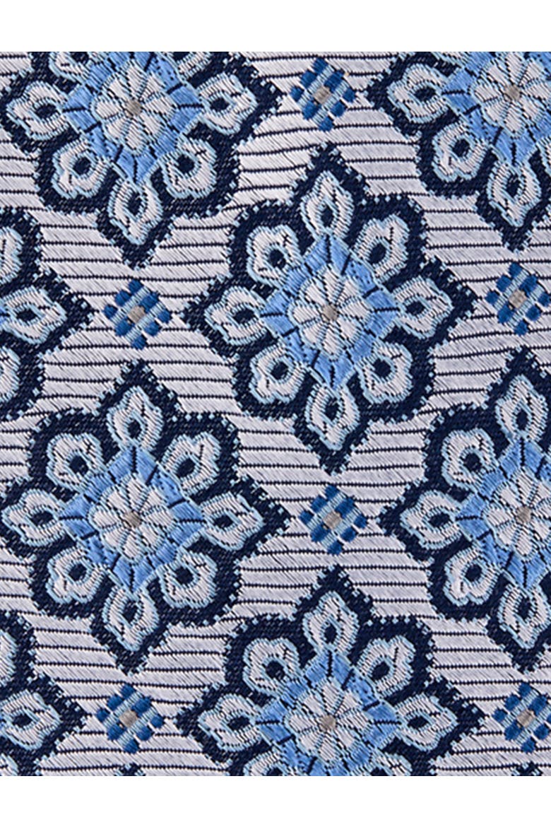 Big & Tall Diamond Medallion Silk Tie, Alternate, color, WHITE